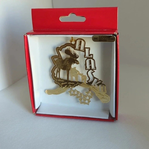 ALASKA 24k Christmas Ornament- Moose family- Alaska state souvenir ornament - Picture 3 of 8